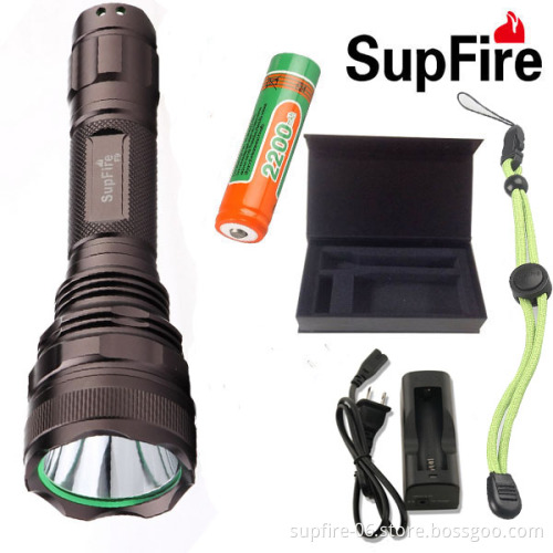 Tactical flashlight rechargeable for self defence weapons led strobe lights SupFire F9